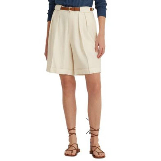 Lauren Ralph Lauren Women's Mascarpone Cream Pleated Twill Shorts, Size 6