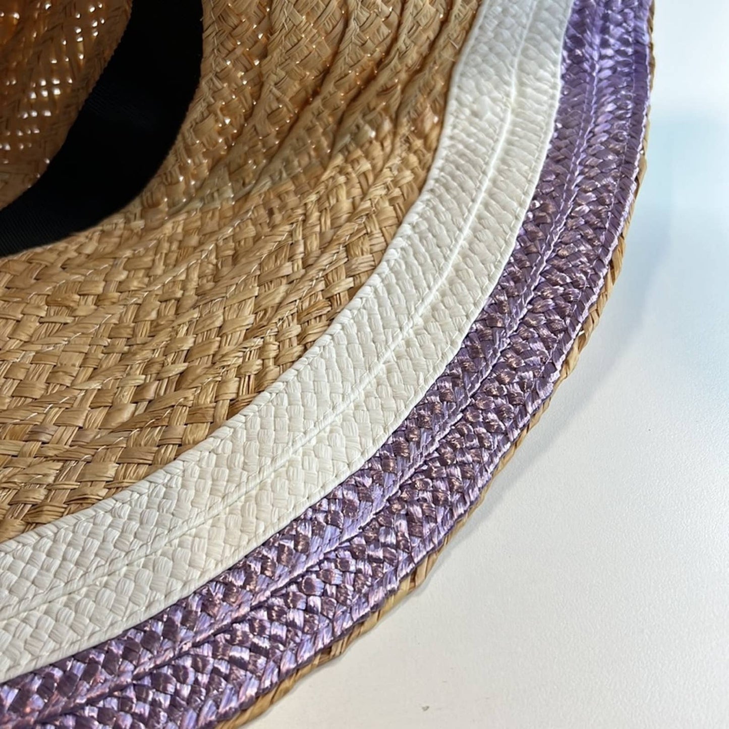 Kate Spade Natural Tan Sunhat w/ White & Purple Details