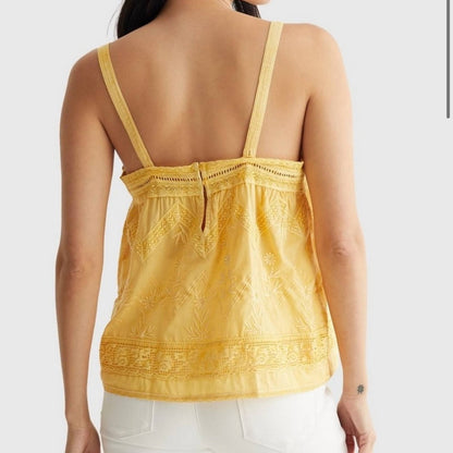 Lucky Brand Bright Yellow Smock Blouse w/ Adjustable Straps