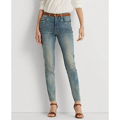 Lauren Ralph Lauren Women's Mojave Blue Wash Super Stretch High Rise Jeans