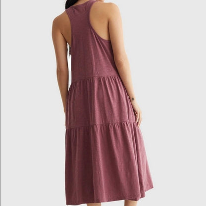 Lucky Brand Purple Mauve Smock Dress, Racerback, Maxi