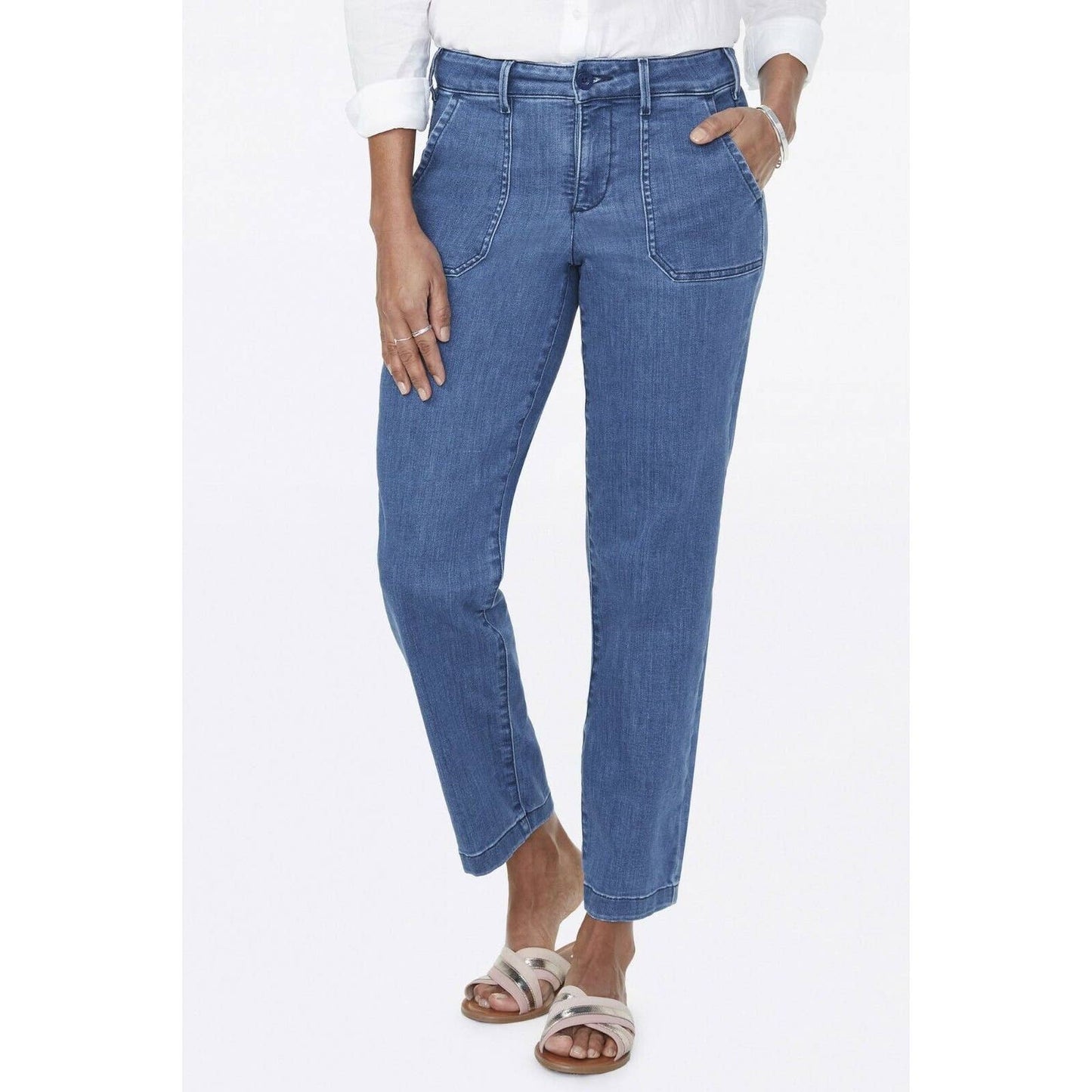 NYDJ LADIES PERALTA STRAIGHT ANKLE CHINO JEANS SZ 8, NWT $119