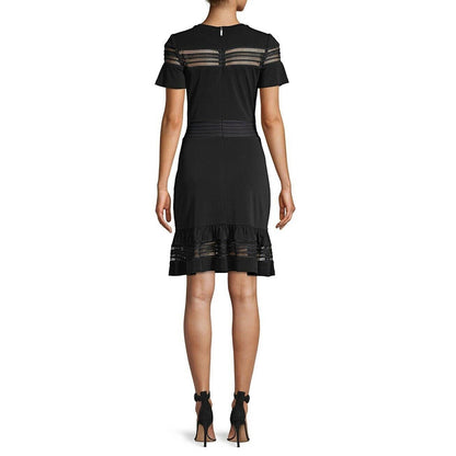 MICHAEL Michael Kors Mesh Mix Ruffle Dress, Black