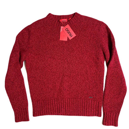 Hugo Boss Men’s “Siove” Open Pink Red Knit Sweater, Size Large