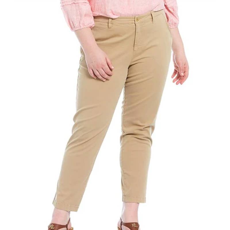 Lauren Ralph Lauren Ladies Tan Slim Fit Stretch Chinos, Plus Size 20W, NWT!!