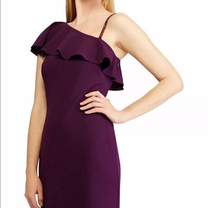 LAUREN RALPH LAUREN RETAH ASYEMETRICAL COCKTAIL DRESS, PURPLE