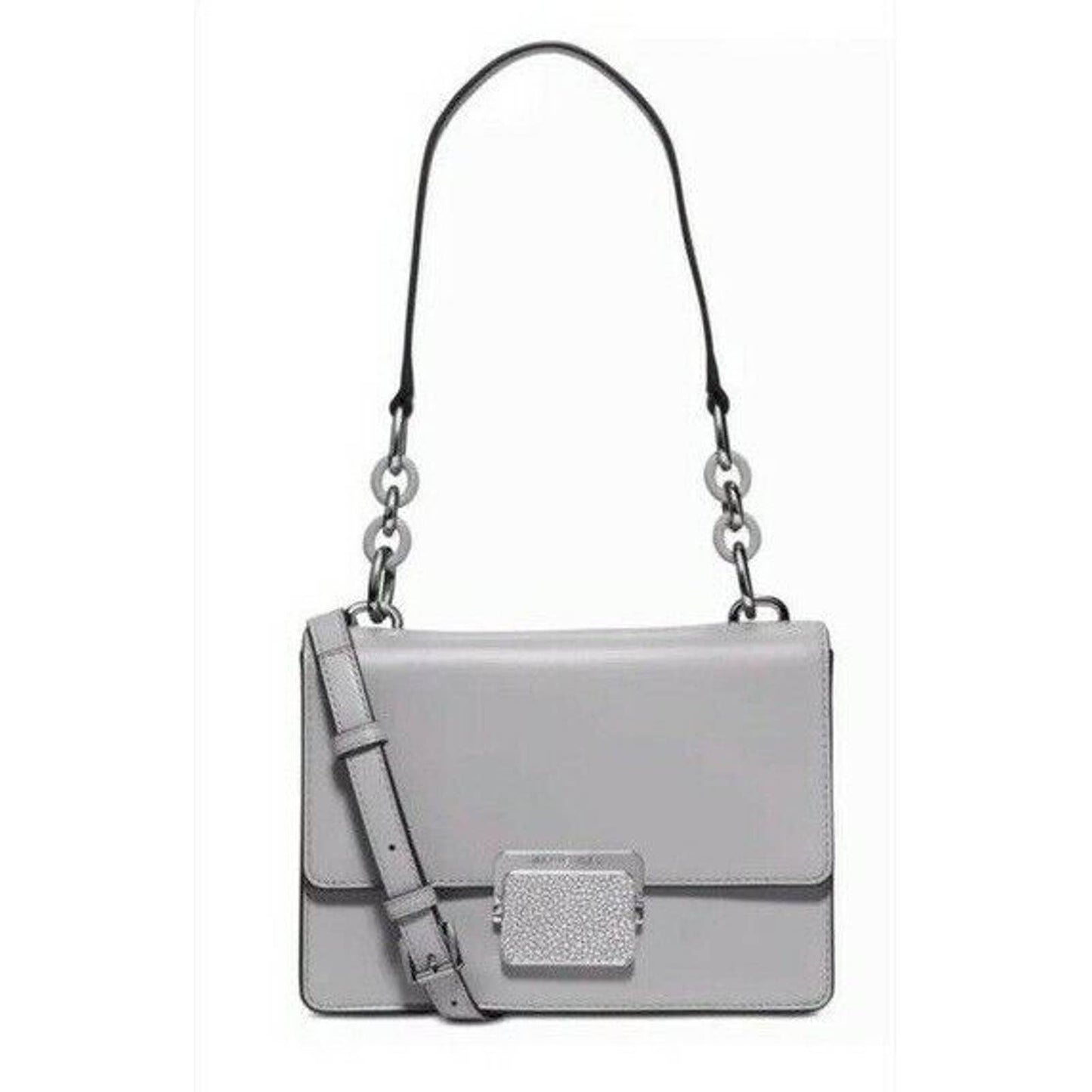 MICHAEL KORS, "Cynthia", Gray Shoulder Bag, Flap Closure, Leather