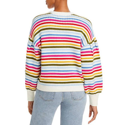 AQUA WOMEN'S MULTI-COLOR STRIPED SWEATER KNITTED