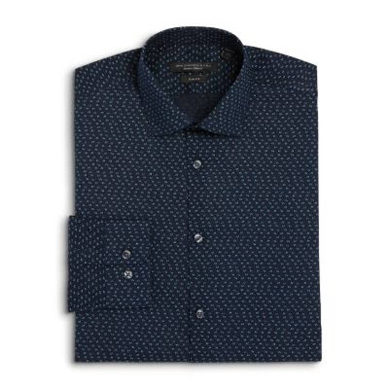 John Varvatos Men's Patterned Navy Blue Button-Up Shirt