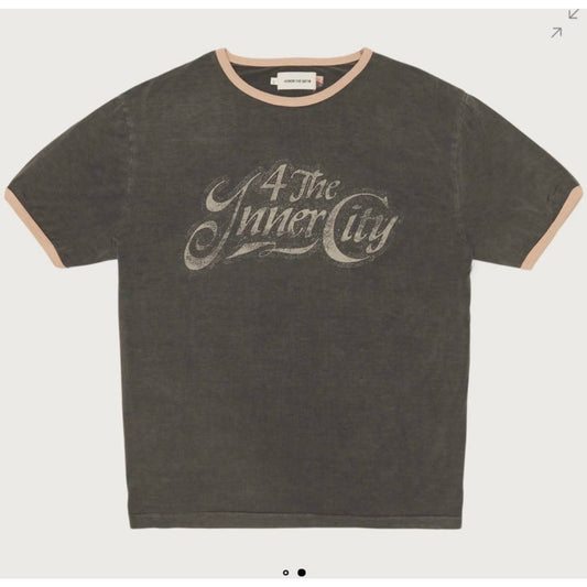 Honor the Gift Men's "4 the Inner City" Ringer Tee Shirt, Tan & Gray, Size XL