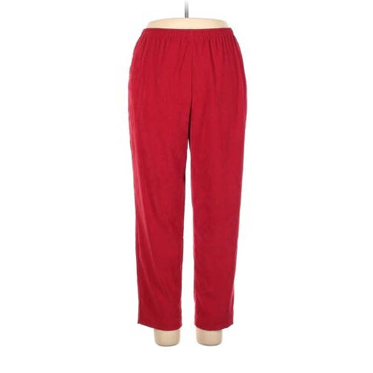 Allison Daley Red Velour Pants w/ Elastic Waistband & Pockets