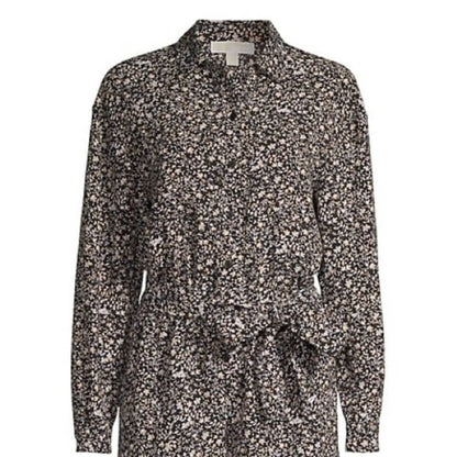 Michael Kors Black & Khaki Tan Long Sleeve Romper