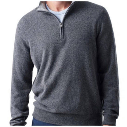 Faherty Men's Charcoal Gray Heather "Jackson" Quarter Zip Sweater