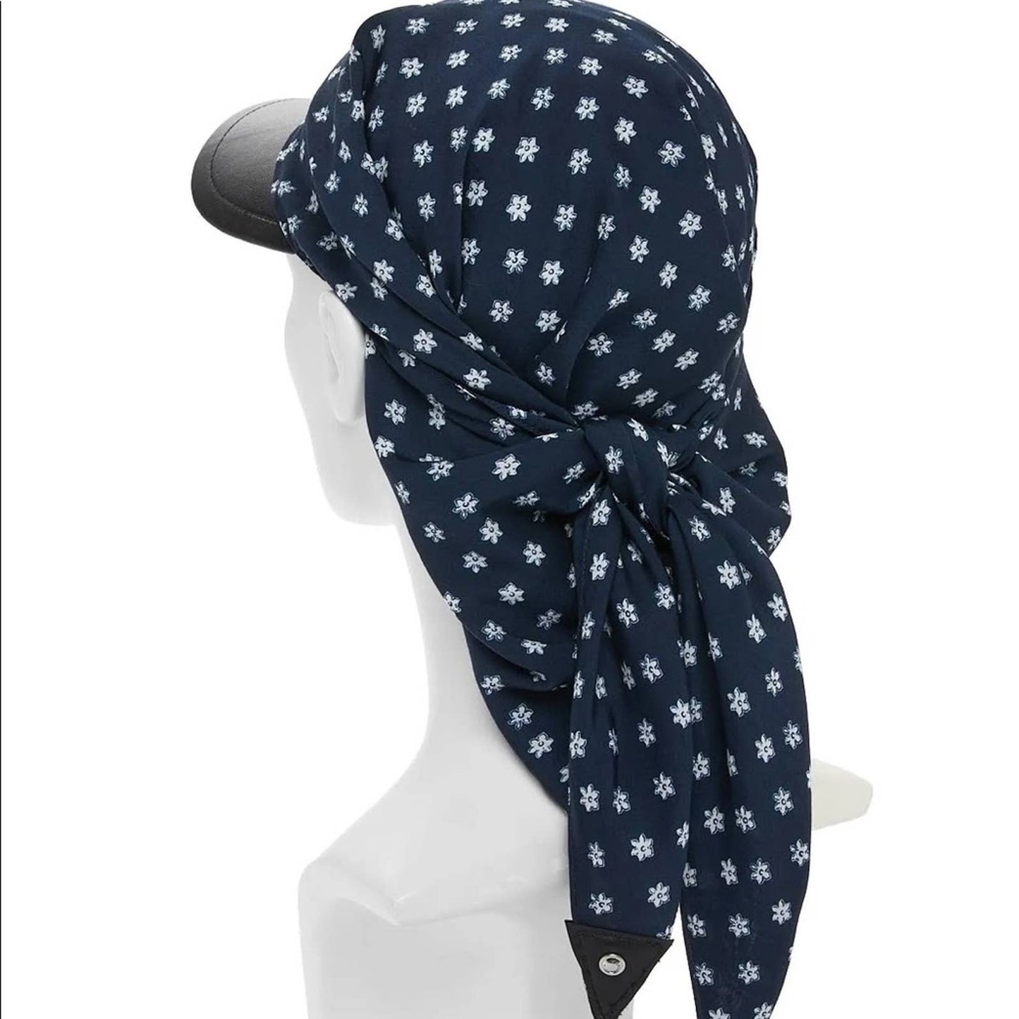 Rag & Bone Navy Blue, White, & Black Floral GIA Headscarf Cap, NWT!