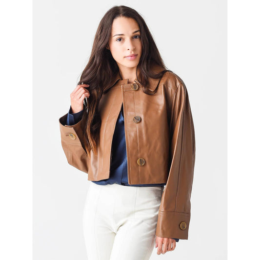 VINCE WOMEN'S LEATHER CROPPED JACKET