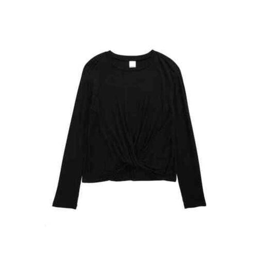 Lauren Ralph Lauren Women's Black Long Sleeve Twist Front Polo Shirt, XL