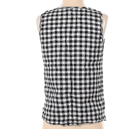 Michael Kors Black & White Gingham Tank Top, Tie Front