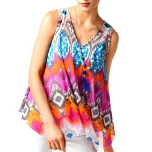 SALE INC International Concepts Semi-Sheer Hippie Tank w/ Camisole, Size PP, NWT