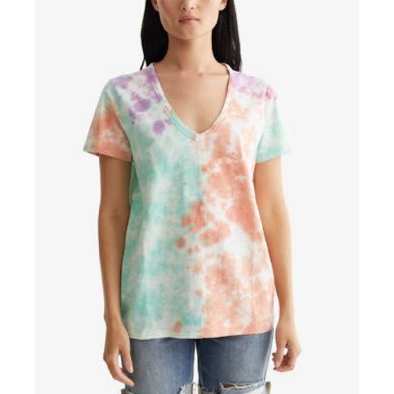 Lucky Brand Women's Multi-Color Iris Tie Dye Short Sleeve T-Shirt, Size Small