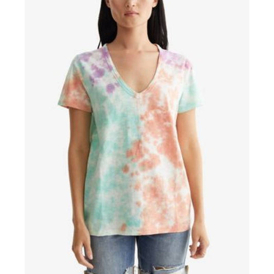 Lucky Brand Women's Multi-Color Iris Tie Dye Short Sleeve T-Shirt, Size Small