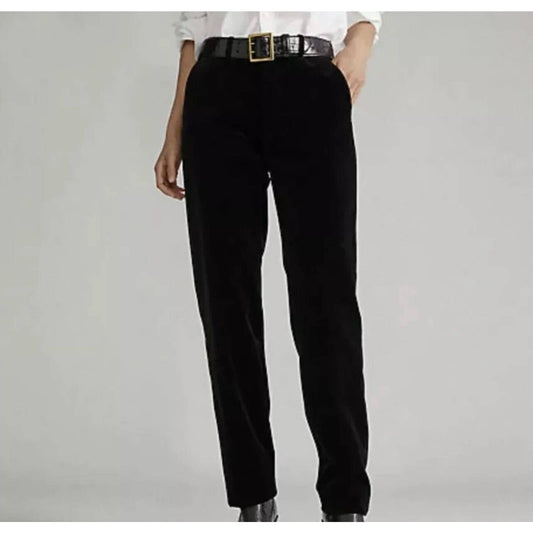 Ralph Lauren Black Velvet "Quartilla" Pants, Straight Leg, Size 2, NWT MSRP $145