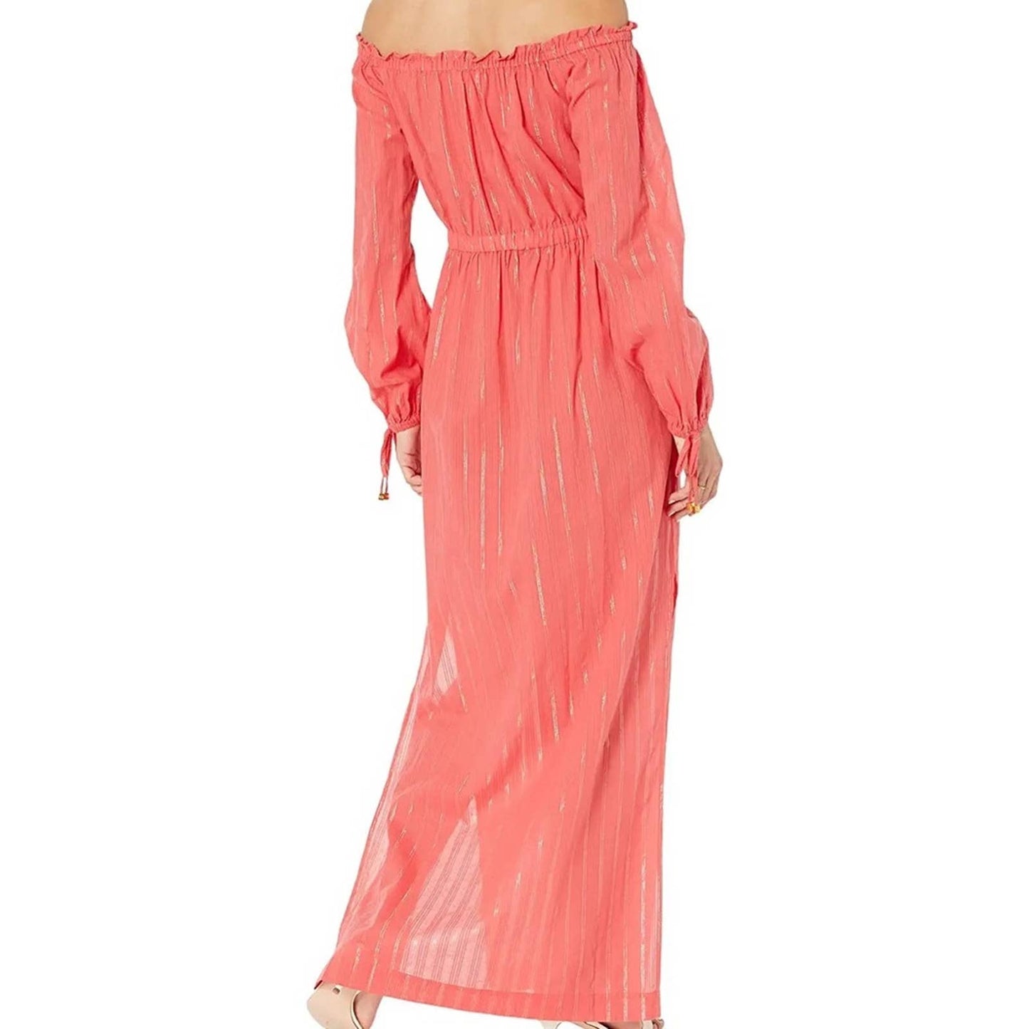Michael Kors Sangria Pink Panel Dress w/ Gold Glitter Accents, Off-the-Shoulder!