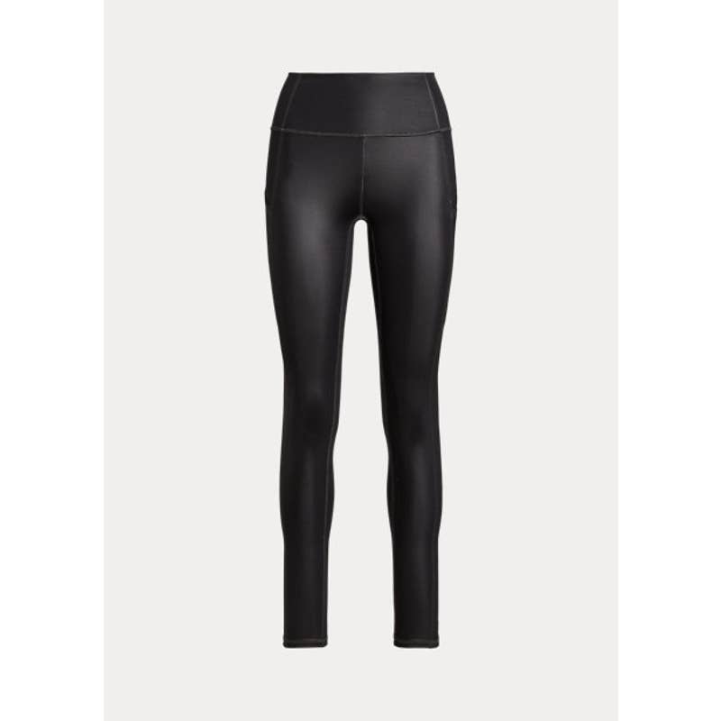 Lauren Ralph Lauren Women's Black Coated Jersey Leggings, Size XL