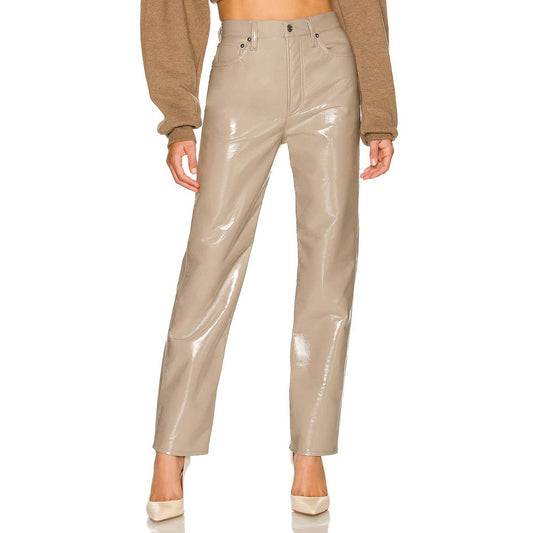 AGOLDE Recycled Leather 90's Pinch Waist Pants Quail Patent