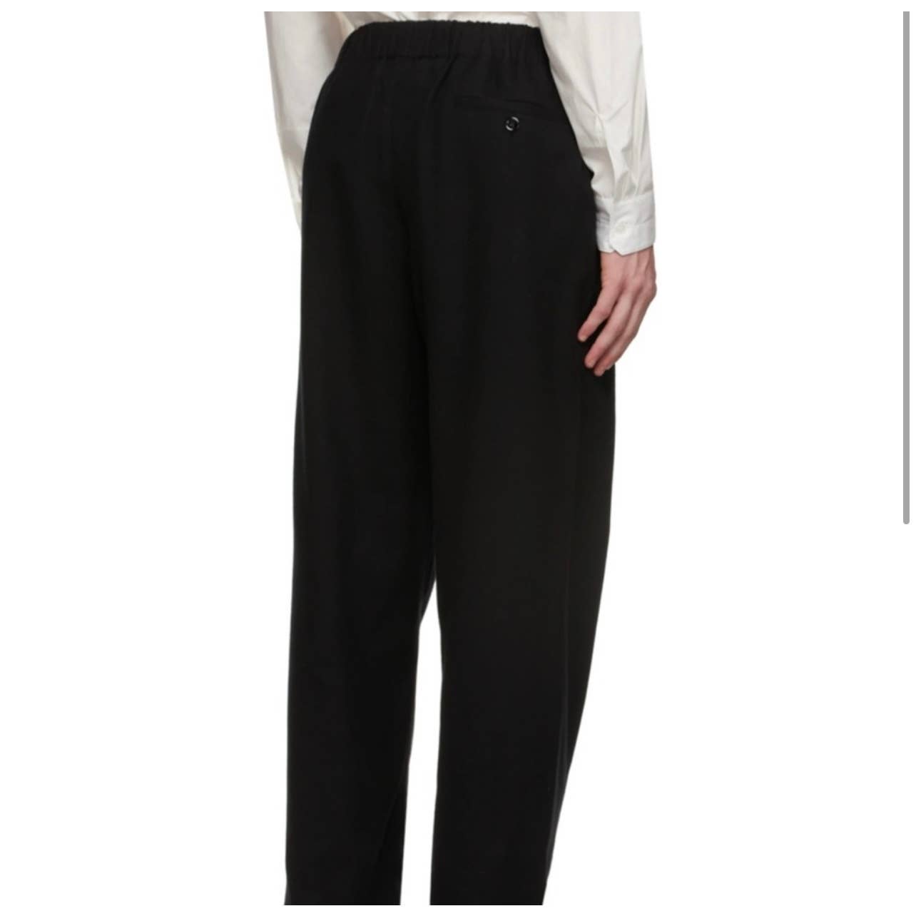 Lemaire Men's Black "Pyjama" Style Pants w/ Drawstring Waist & Pockets, Size Med