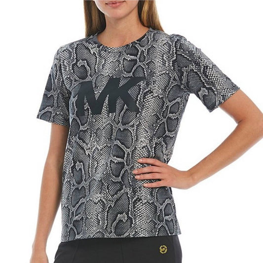 Michael Kors Black & Gray Snakeskin Print Tee Shirt w/ Signature Decal, NWT!!