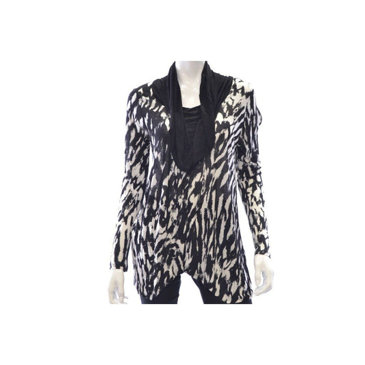KENSIE Long Sleeve Cowl Neck, Black & White Zebra Print Top, Small, $49 NWT!