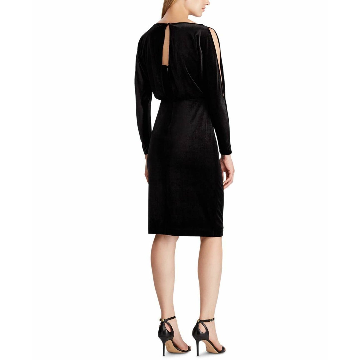 LAUREN RALPH LAUREN PERINA SPLIT SLEEVE COCKTAIL DRESS BLACK NWT $185