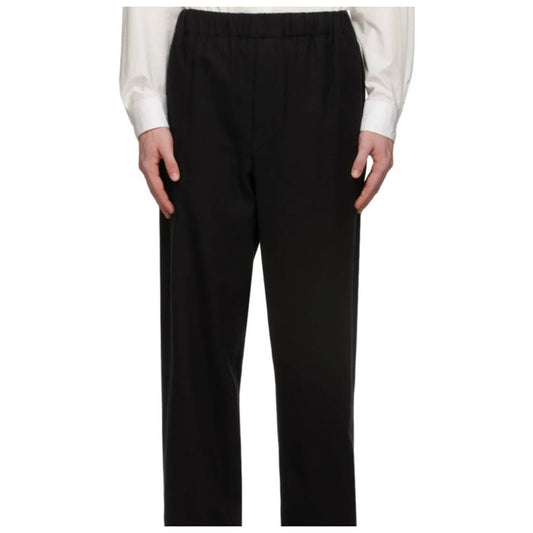 Lemaire Men's Black "Pyjama" Style Pants w/ Drawstring Waist & Pockets, Size Med