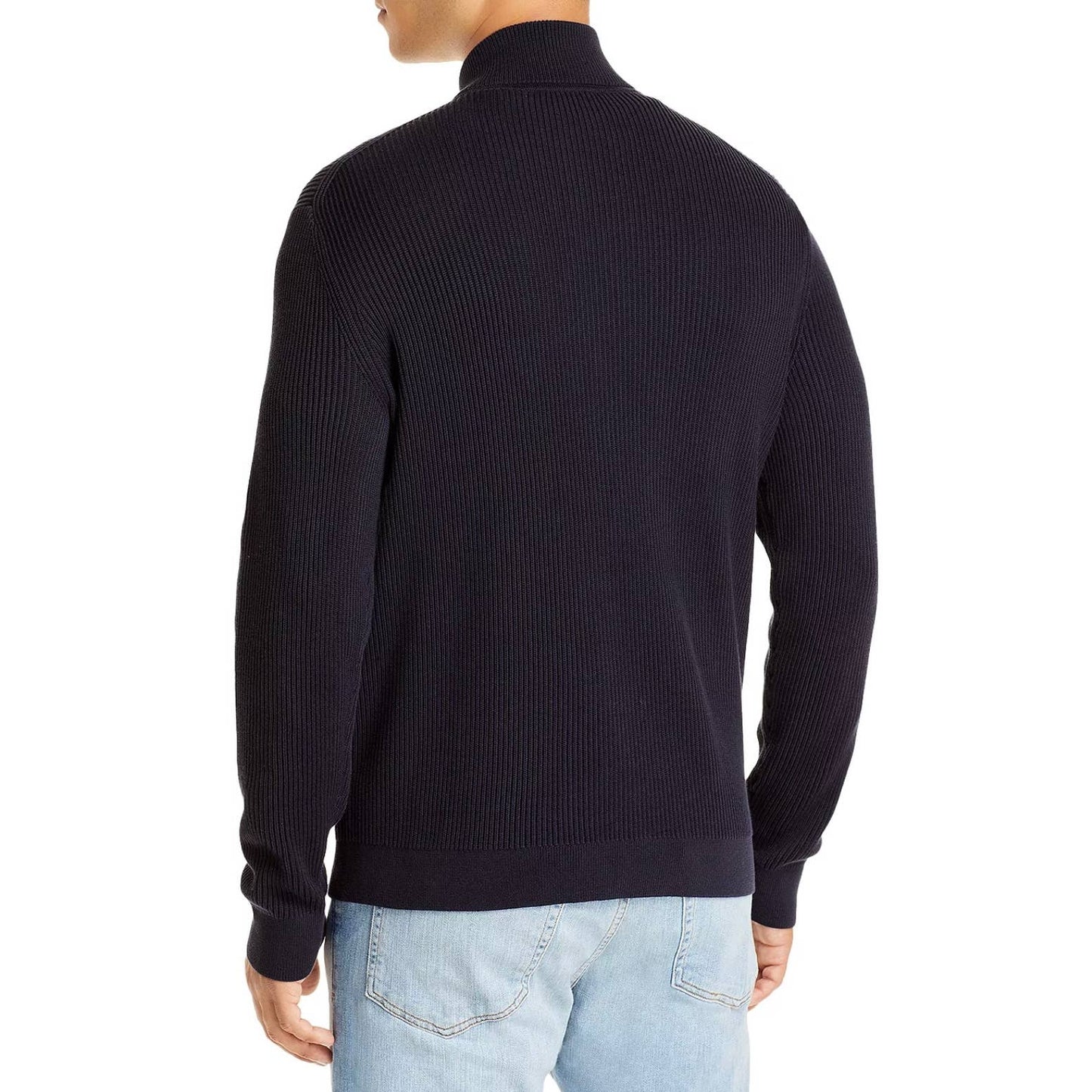 Theory Men's Baltic Blue "Eco Breach" Mock Neck Zip Up Sweater, Size Medium