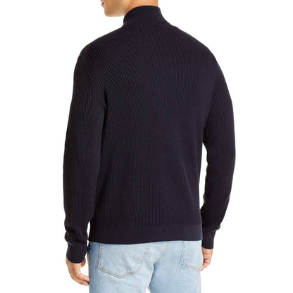 Theory Men's Baltic Blue "Eco Breach" Mock Neck Zip Up Sweater