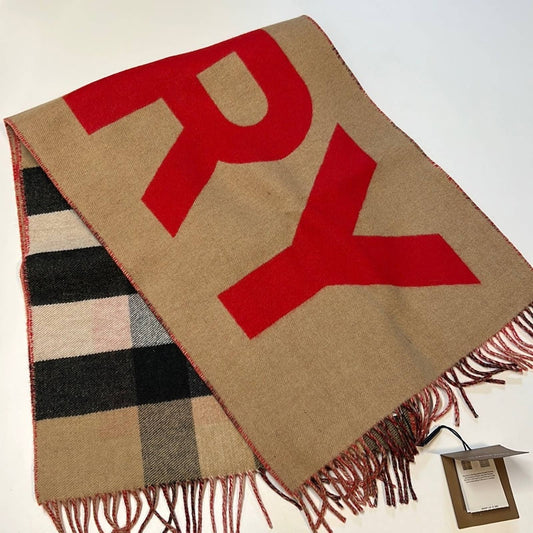 Burberry Archive Beige Reversible Cashmere Logo-to-Check Mega Scarf