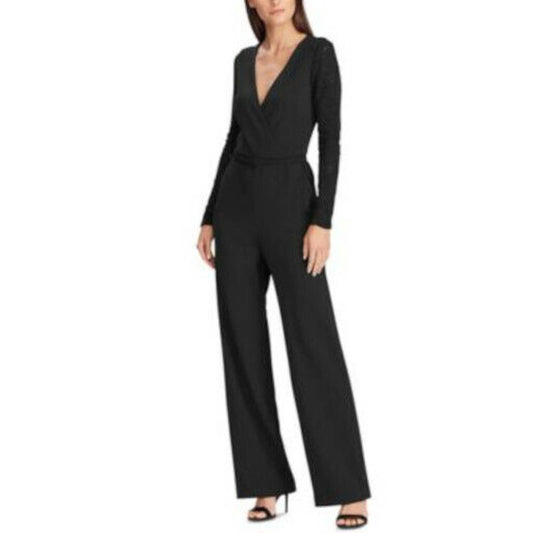 LAUREN RALPH LAUREN LADIES PARKER LACE SLEEVE BELTED JUMPSUIT, 14 NWT $175