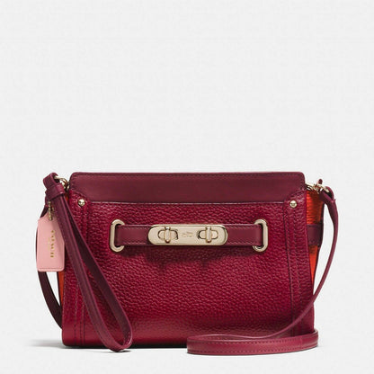 COACH SWAGGER COLORBLOCK Convertible Clutch Crossbody Black Cherry