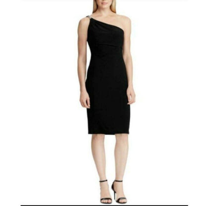 LAUREN RALPH LAUREN LADIES HOLLYNN ONE SHOULDER COCKTAIL DRESS, BLACK