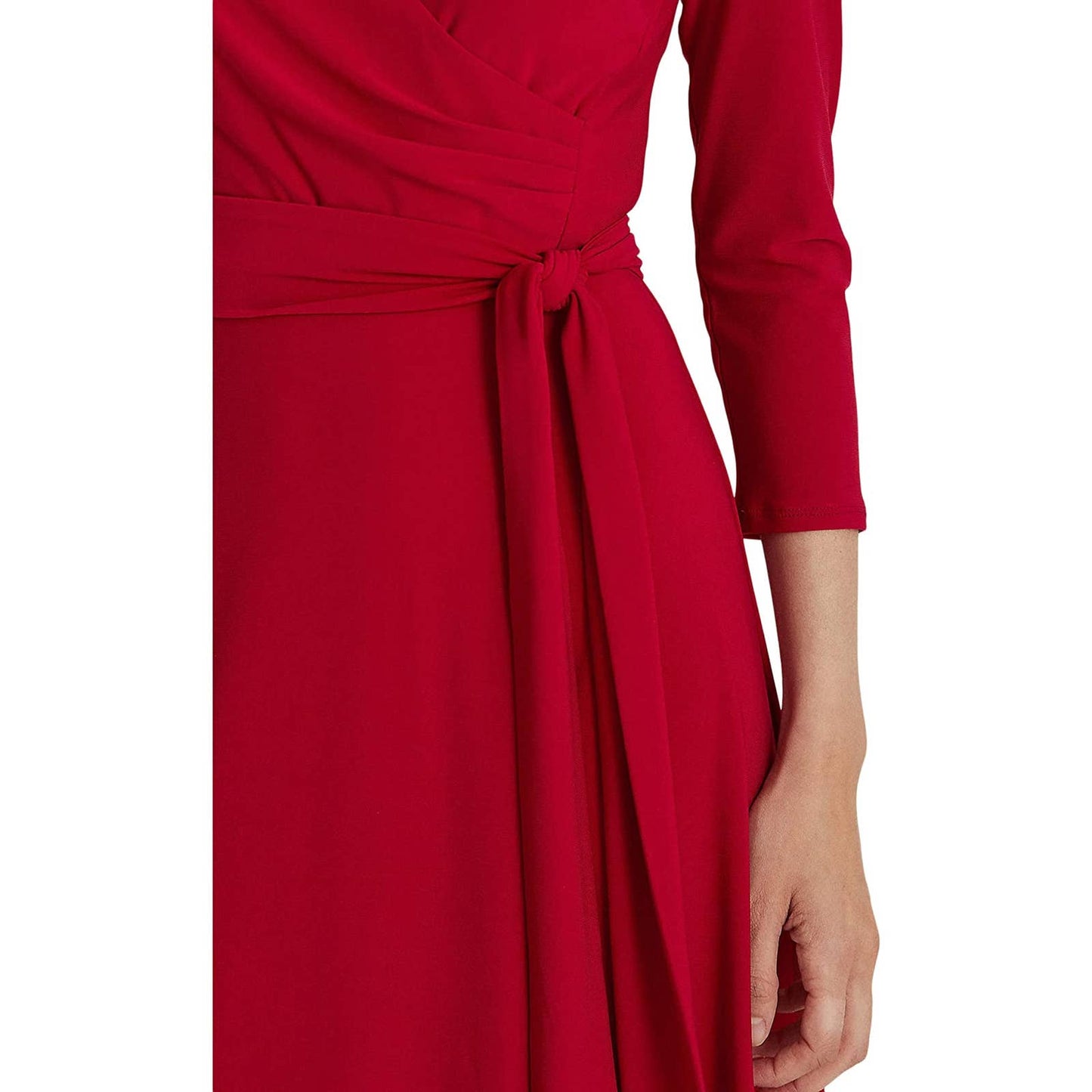 Lauren Ralph Lauren Women's Lipstick Red Surplice Jersey Dress, Size 2