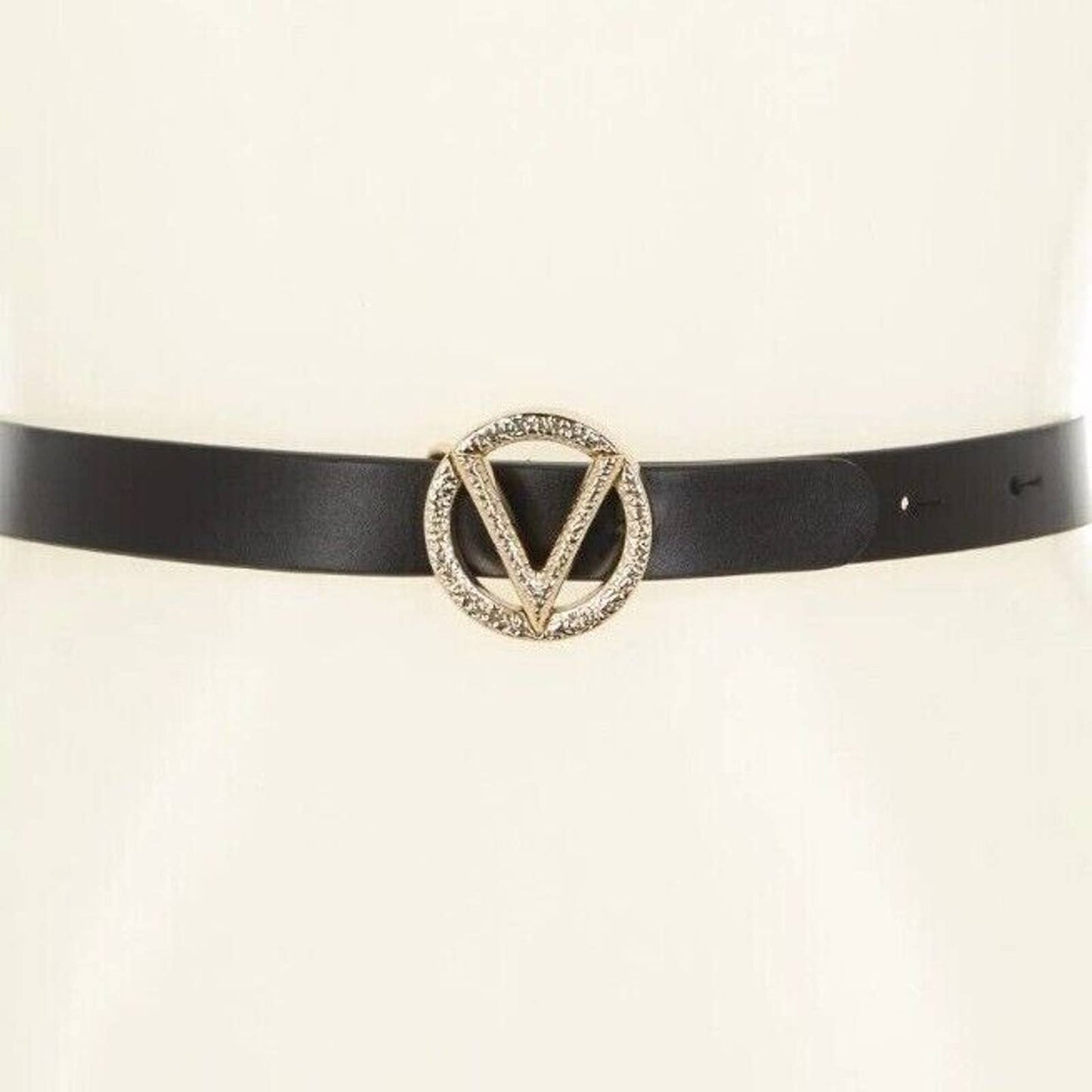 Valentino Women's Baby B2628 Leather Monogram Buckle Belt