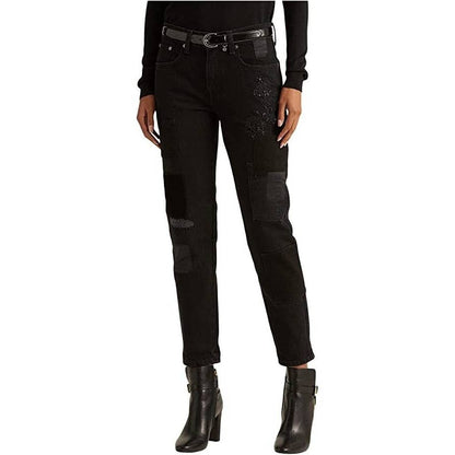 Lauren Ralph Lauren Patchwork Relaxed Tapered Jean Black Wash