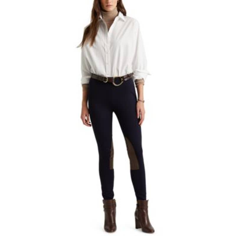 Lauren Ralph Lauren Women's Navy Blue Stretch-Infused Skinny Pants, Pleather