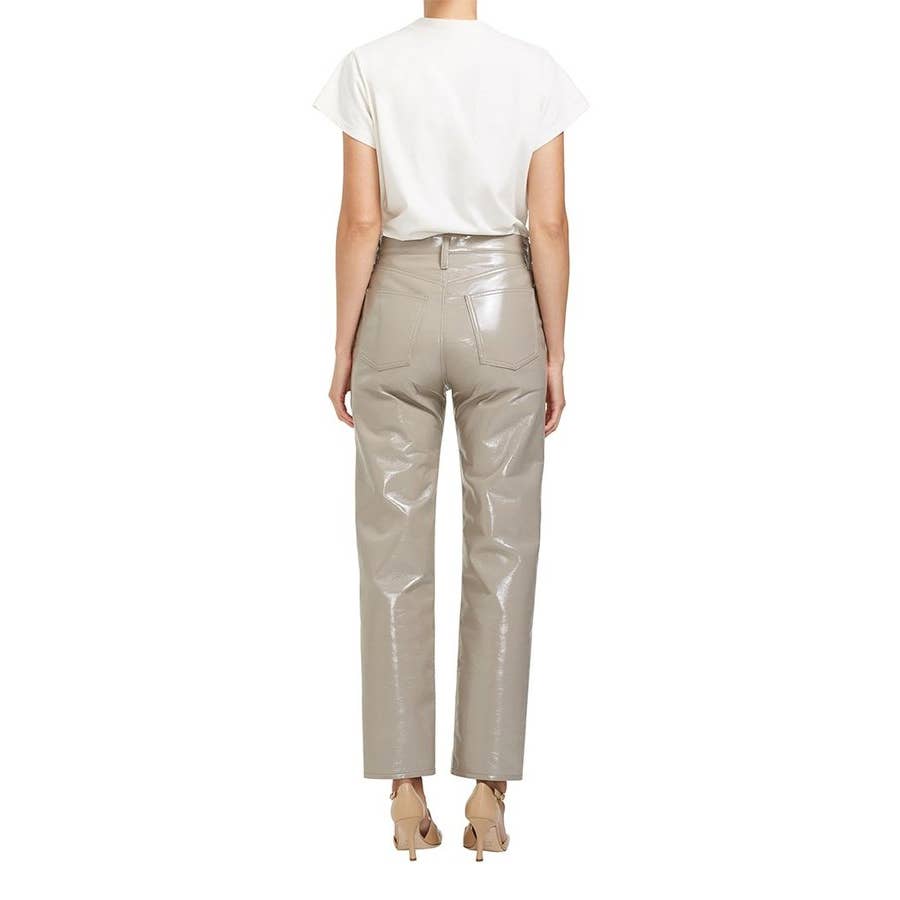 AGOLDE PANELED 90'S PINCH WAIST DETOX LEATHER PANTS POWDER QUAIL