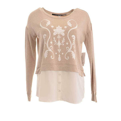 KENSIE Ladies Layered Look Long Sleeve Tee, Heather Latte Combo