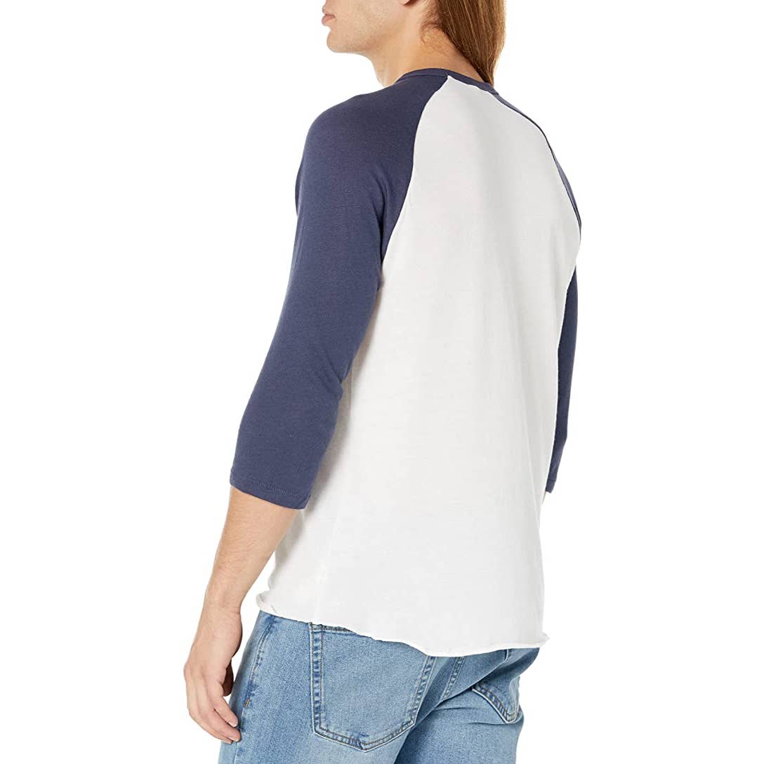 Alternative Men's White & Navy Blue Keeper Baseball Tee Shirt, Size Small