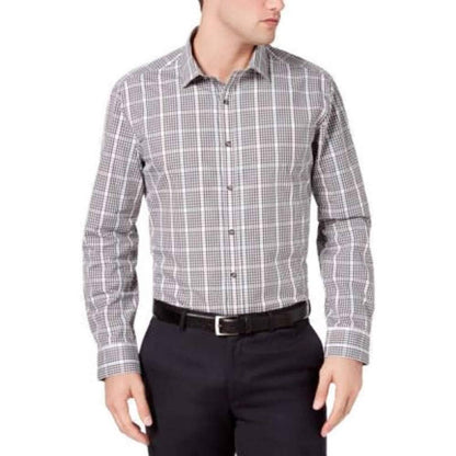 BAR III Men's Multi-Color Checkered Button Up Shirt, Slim Fit Stretch