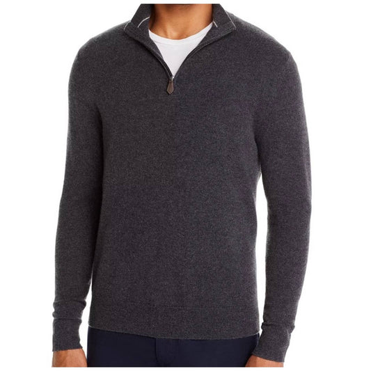 The Men's Store Men's Navy Gray Quarter Zip Mock Neck Sweater, Size XXL