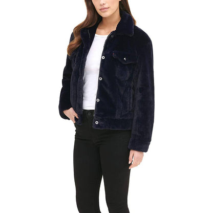 Levi's Women's Ultra Soft Faux Fur Trucker Jacket Midnight Blue