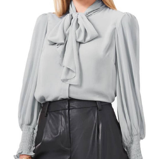 Vince Camuto Light Gray Gauzy Blouse w/ Tie Neck Accent, Size XL, NWT!!